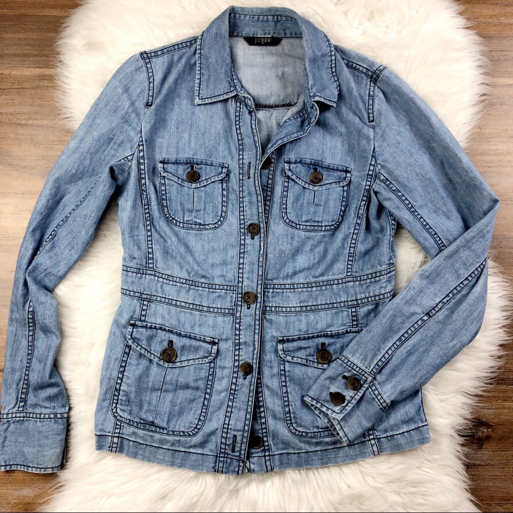 J. Crew Denim Button Up Long Sleeve Shirt Jacket